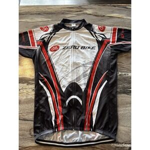 New Zero Bike Cycling‎ Jersey Bike Top Short Sleeve Full Zip Sz 2XL Black & Red